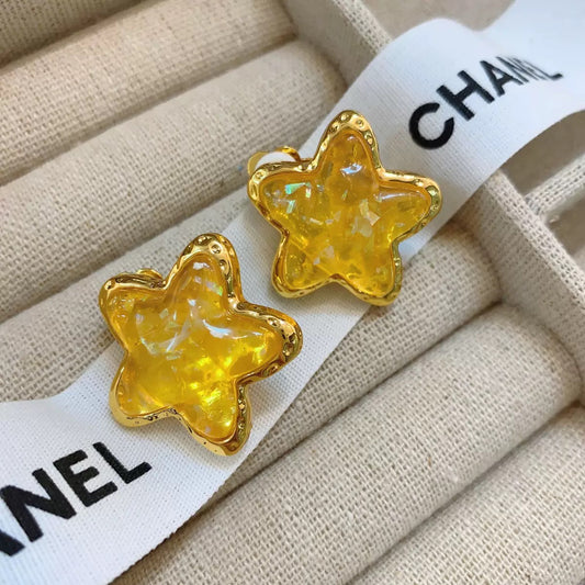 Yellow Agate Star Stud Earrings - Starborn Seed